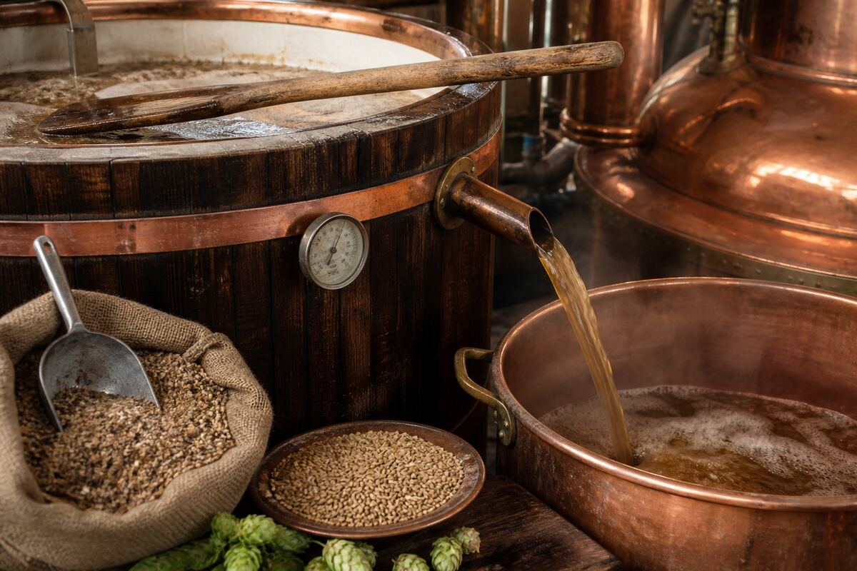 Wood oven, water and olives in a dry rural house: editorial still life for the Newman's Brewery guide